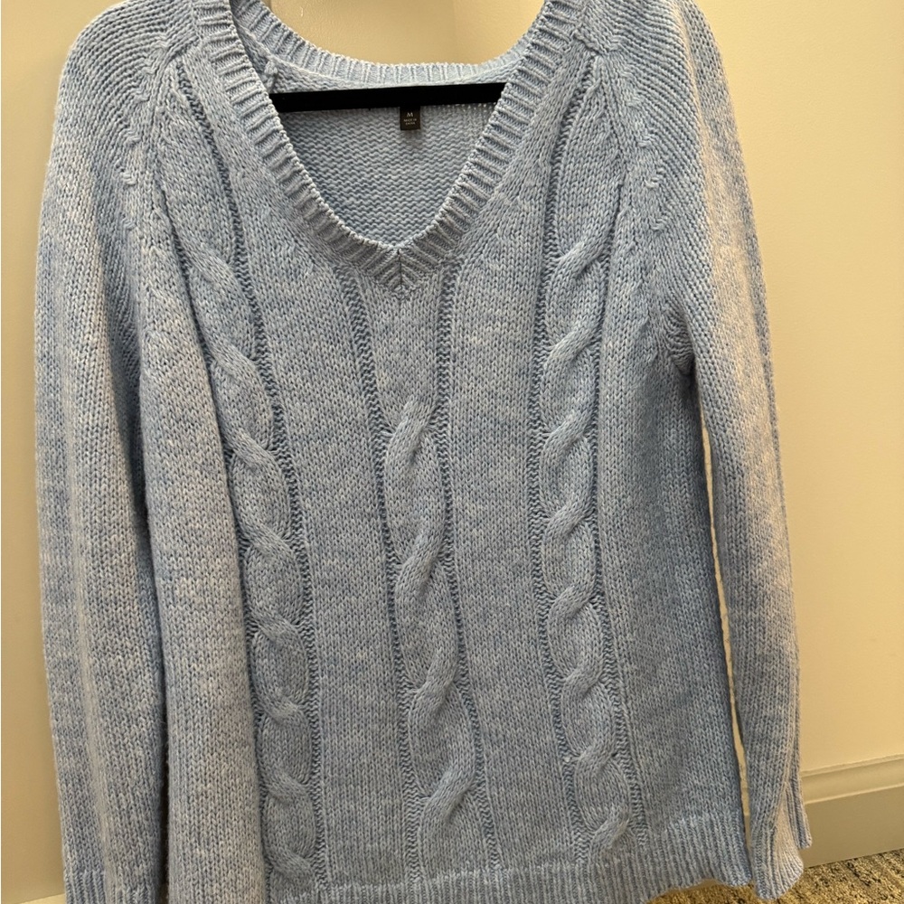 Cozy Blue Cable Knit Sweater